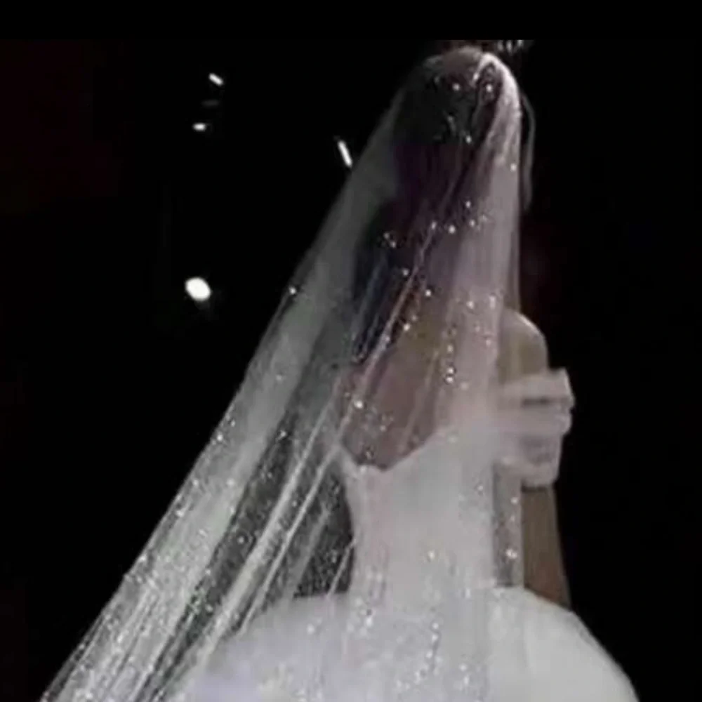 Elegant White Sparkling Veil, Sparkling White Wedding Veil